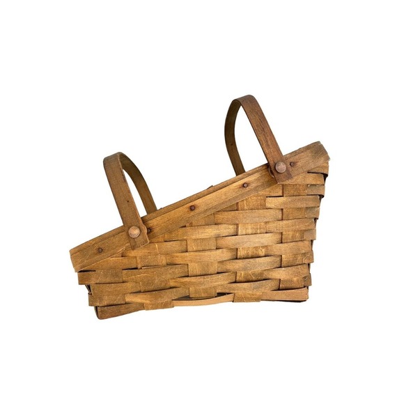 Vintage Signed 1984 Longaberger Sleigh Vegetable Fruit Basket Large 2 Handles - Picture 1 of 11